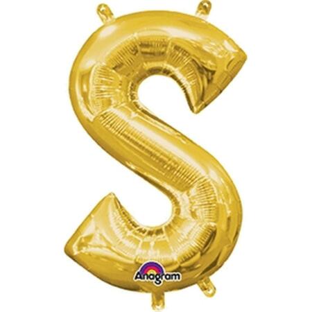 ANAGRAM 16 in. Letter S Gold Supershape Foil Balloon 78496